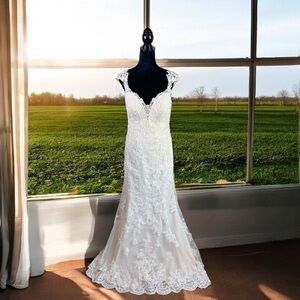 Stella York Lace Mermaid Wedding Gown Dress Size 14